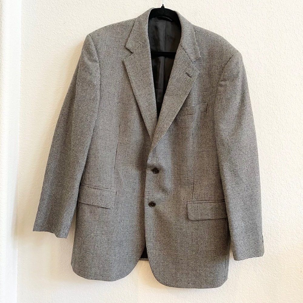 Brooks Brothers Mens 43RG Houndstooth Wool Blazer Jacket‎ Loro Piana Made Italy